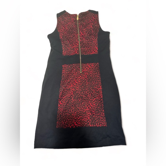 MICHAEL KORS Black Red Sleeveless Leopard Cheetah Print Dress SZ 10 Knee Length - Picture 4 of 8
